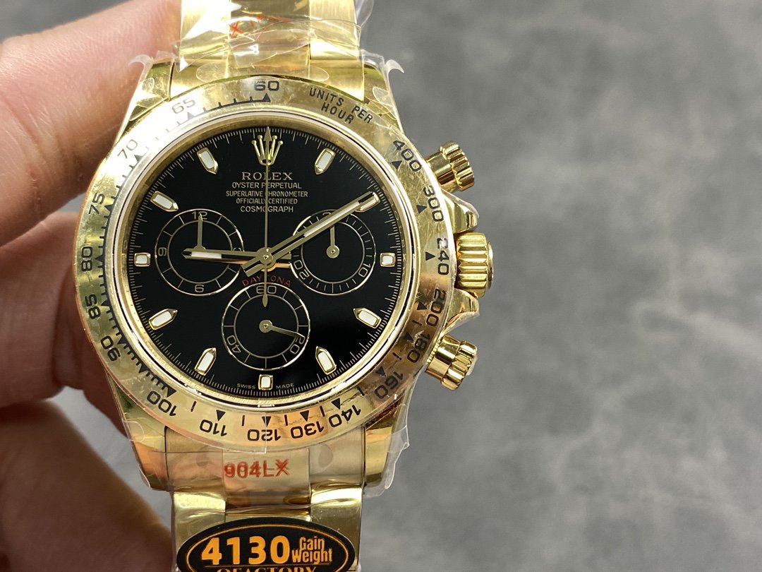 1:1 Super Clone Rolex Cosmograph Daytona 18K Yellow Gold Cal.4130 Move