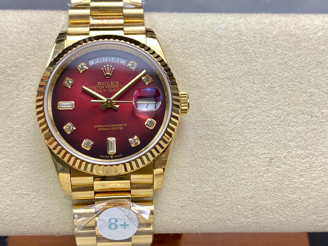 Rolex Rare Stella Oxblood Dial** 18k Yellow Gold