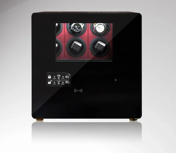 6 Watches Cabinet Winder Steel Safety With LCD Control Intelligent Alarm System product image 2