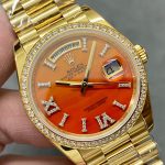 Rolex Day-Date 36 President Yellow Gold Carnelian Orange Dial Diamond Bezel 128 – product image 1