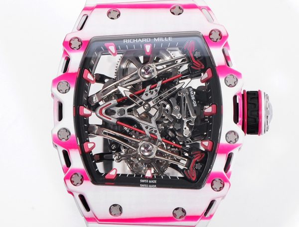 Richard Mille RM38-02 Tourbillon Bubba Watson, featuring a pink-themed hollow product image 1