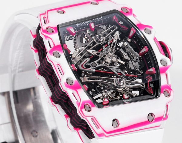 Richard Mille RM38-02 Tourbillon Bubba Watson, featuring a pink-themed hollow product image 2
